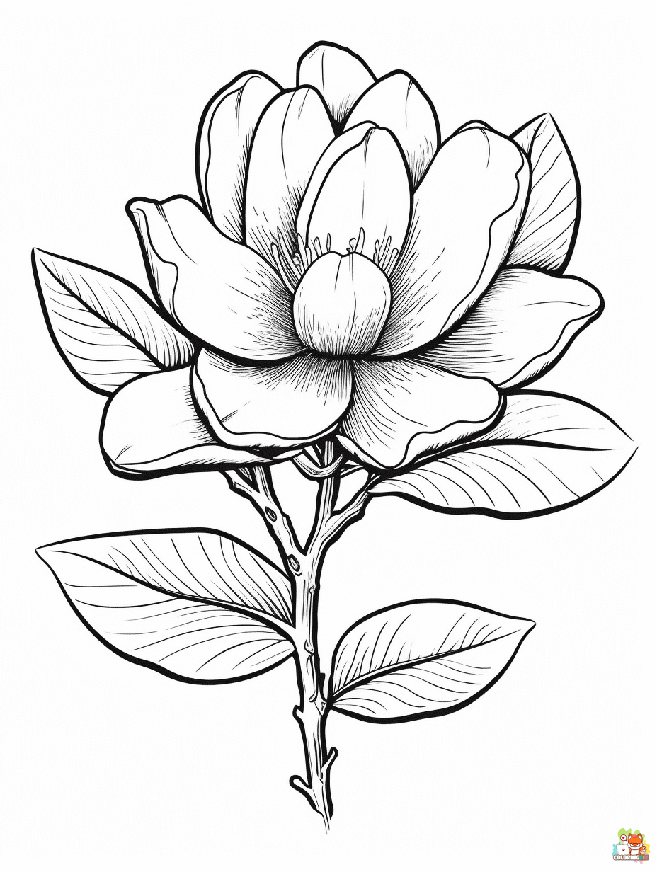 Easy Magnolia Coloring Pages