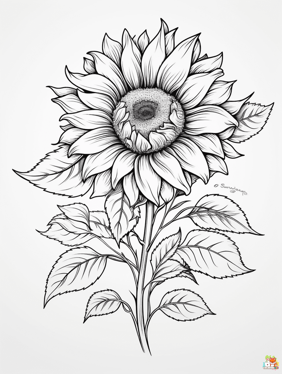 Easy Sunflower Coloring Pages