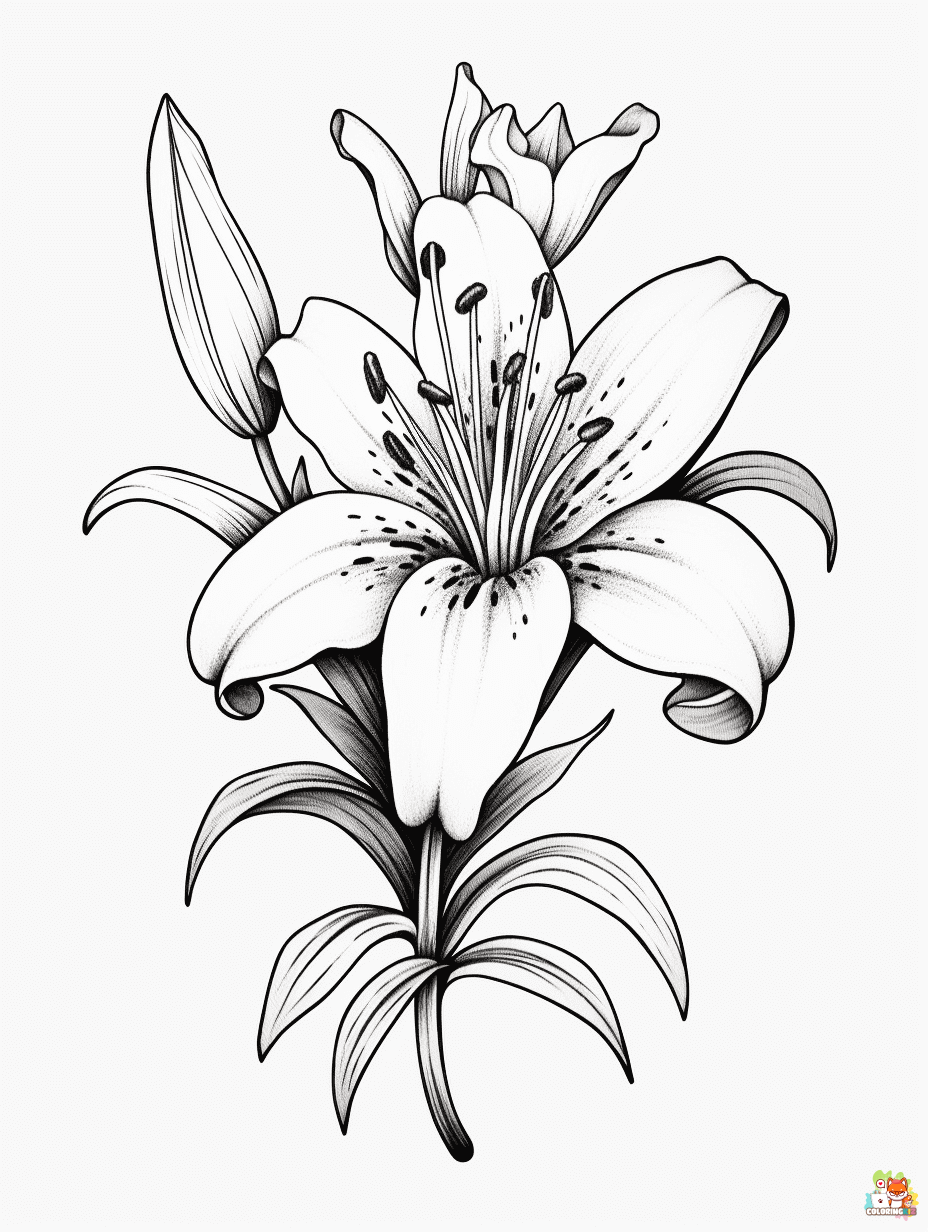 Free Lilies Coloring Pages