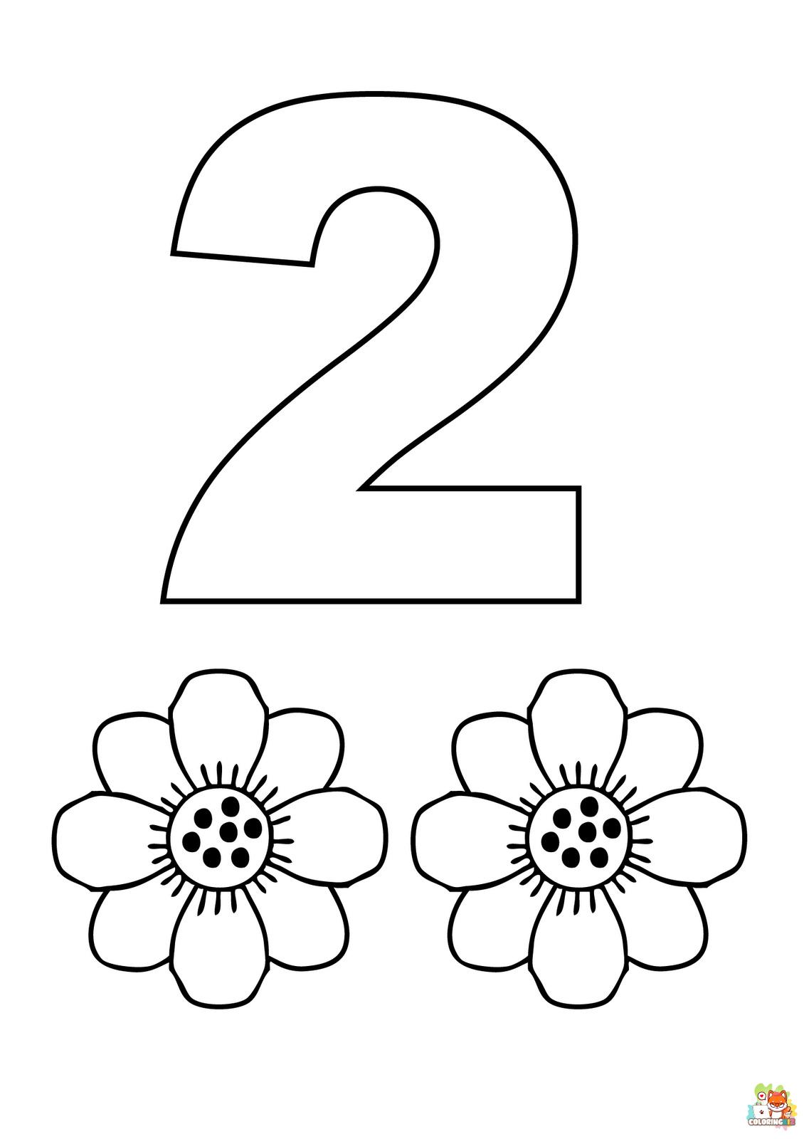 Free Number 2 coloring pages for kids