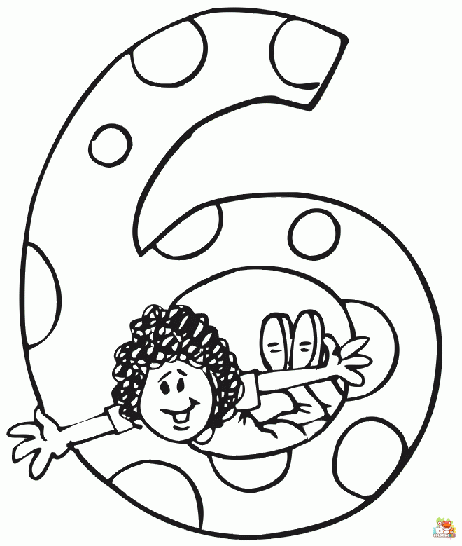 Free Number 6 coloring pages for kids