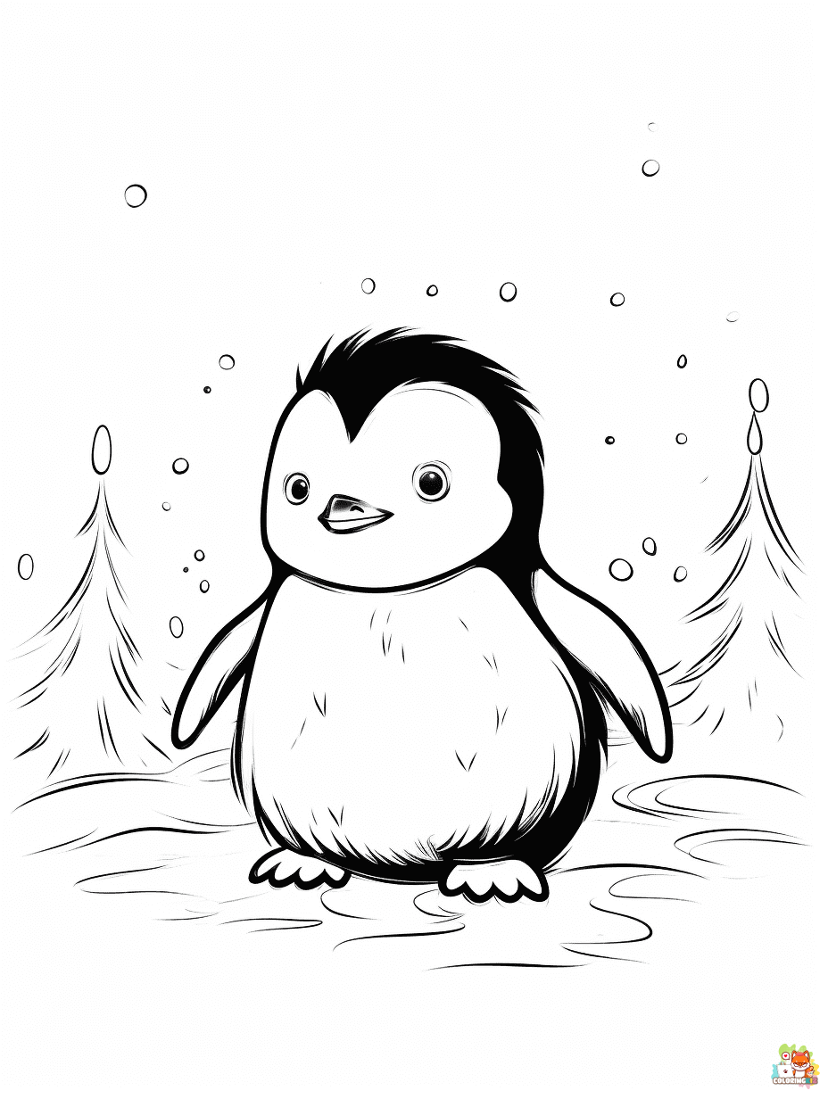 Free Penguin coloring pages for kids
