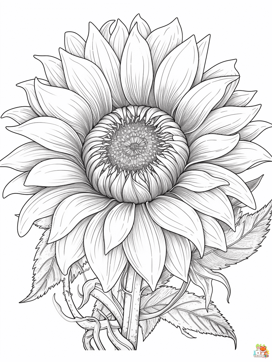 Free Sunflower Coloring Pages