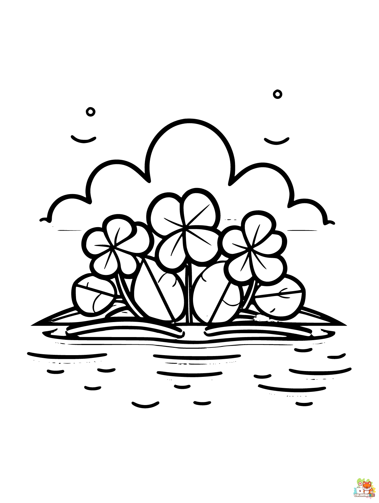 Free clover coloring pages for kids
