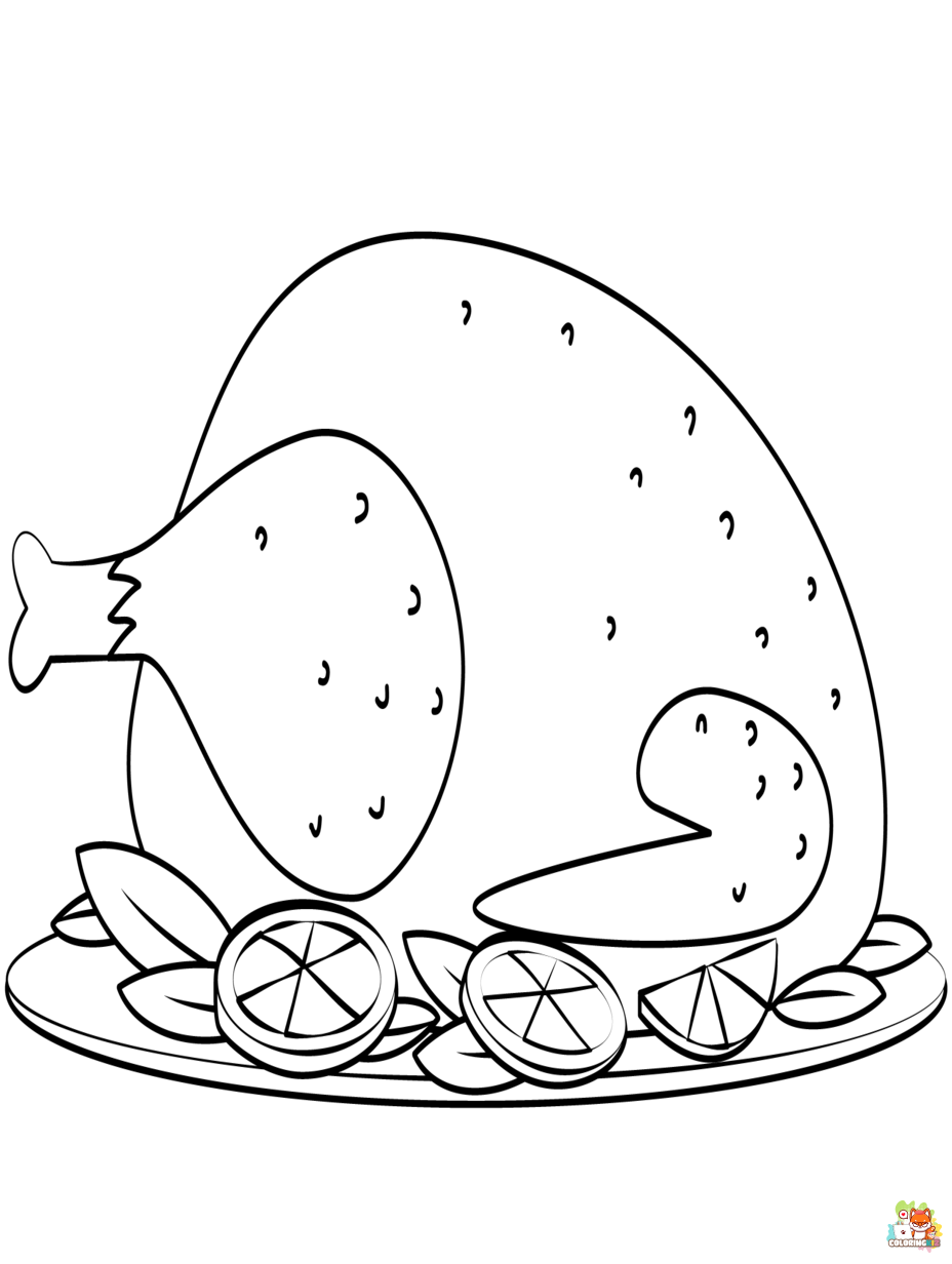 Free cooked turkey coloring pages for kids