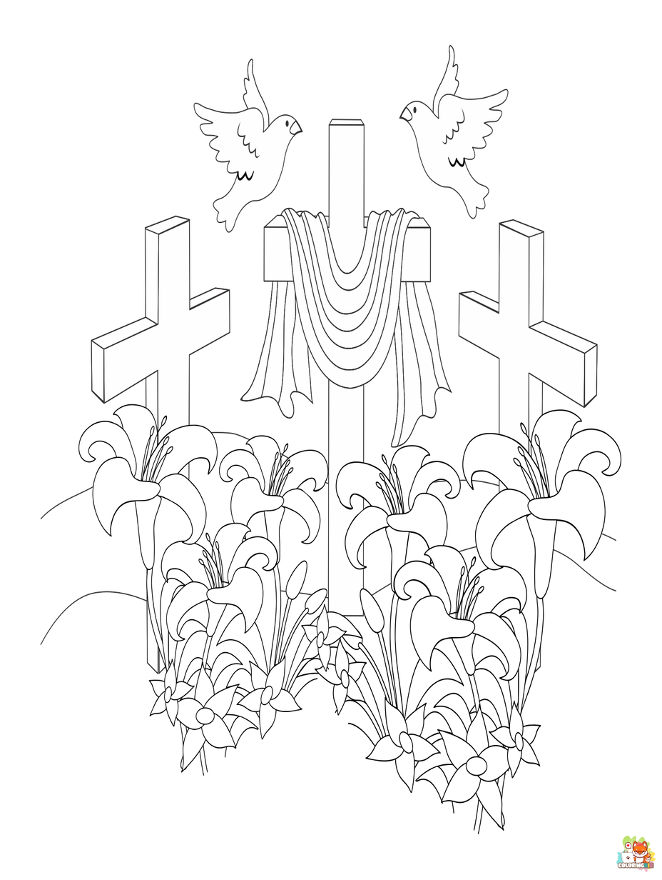 Free cross coloring pages for kids