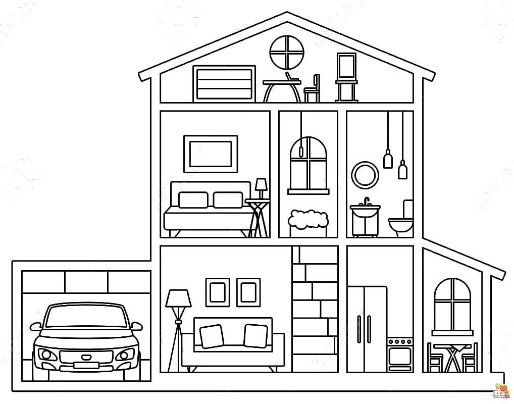 Free doll house coloring pages for kids
