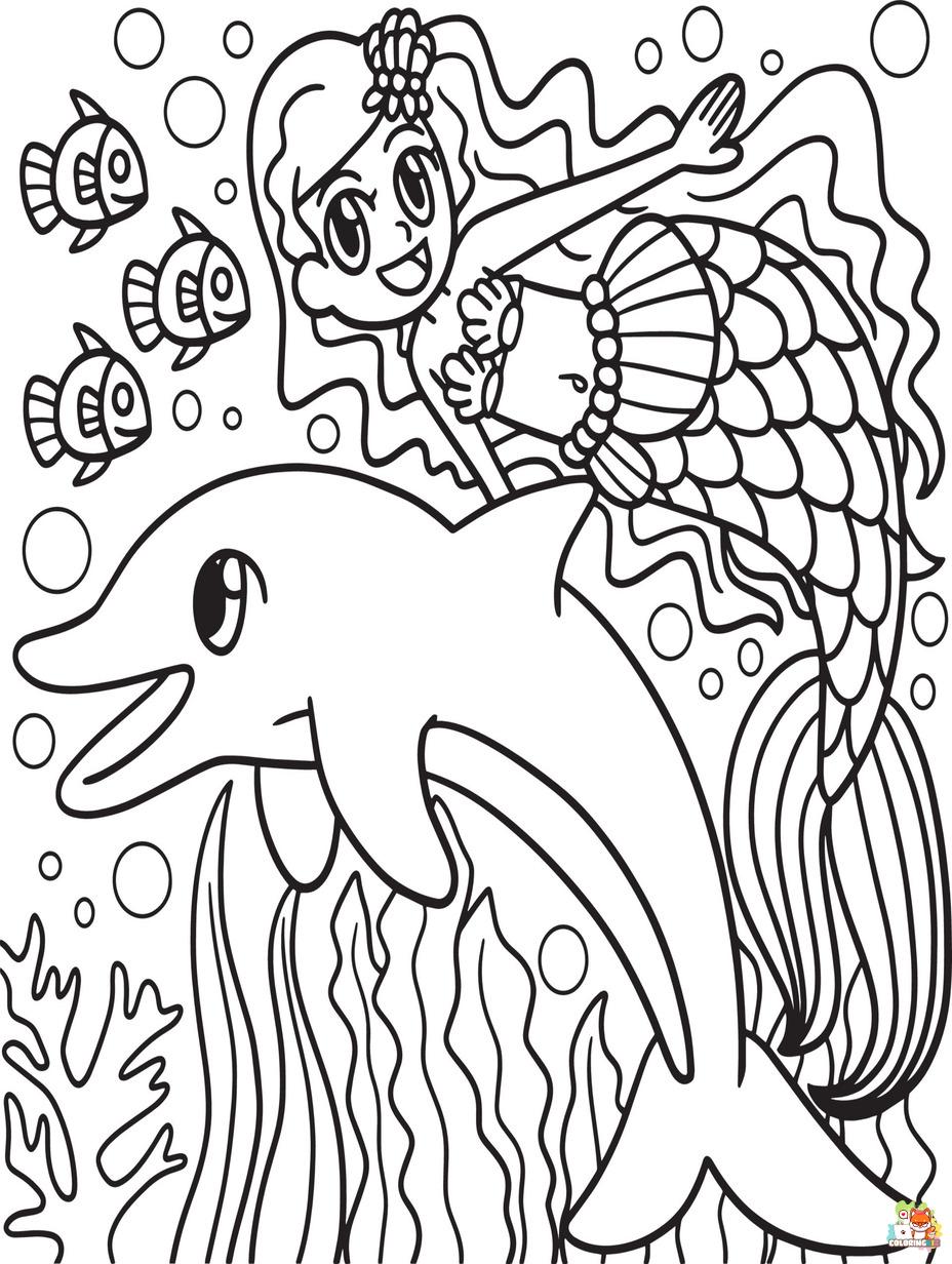 Free dolphins coloring pages for kids