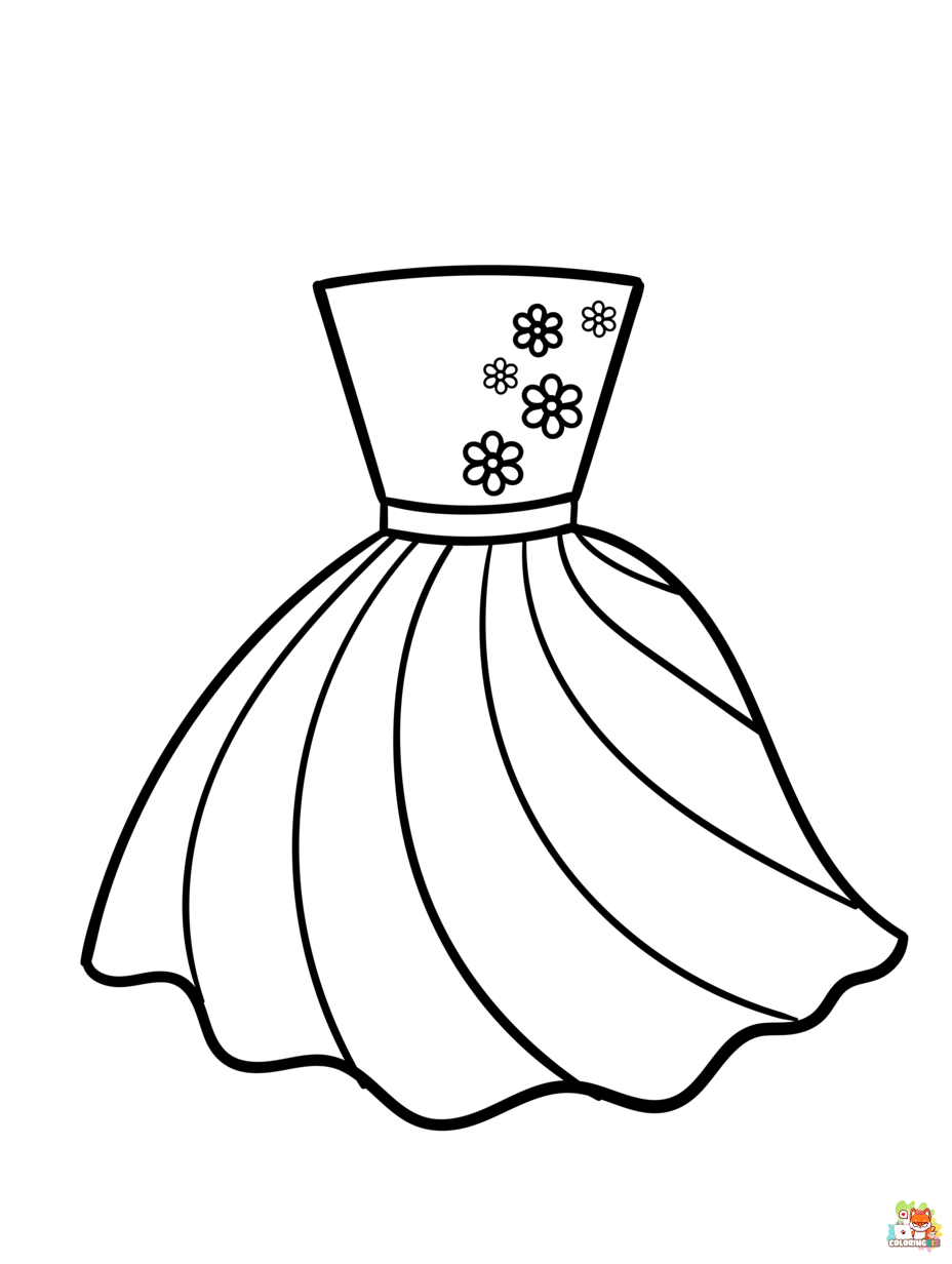 Free dress coloring pages for kids