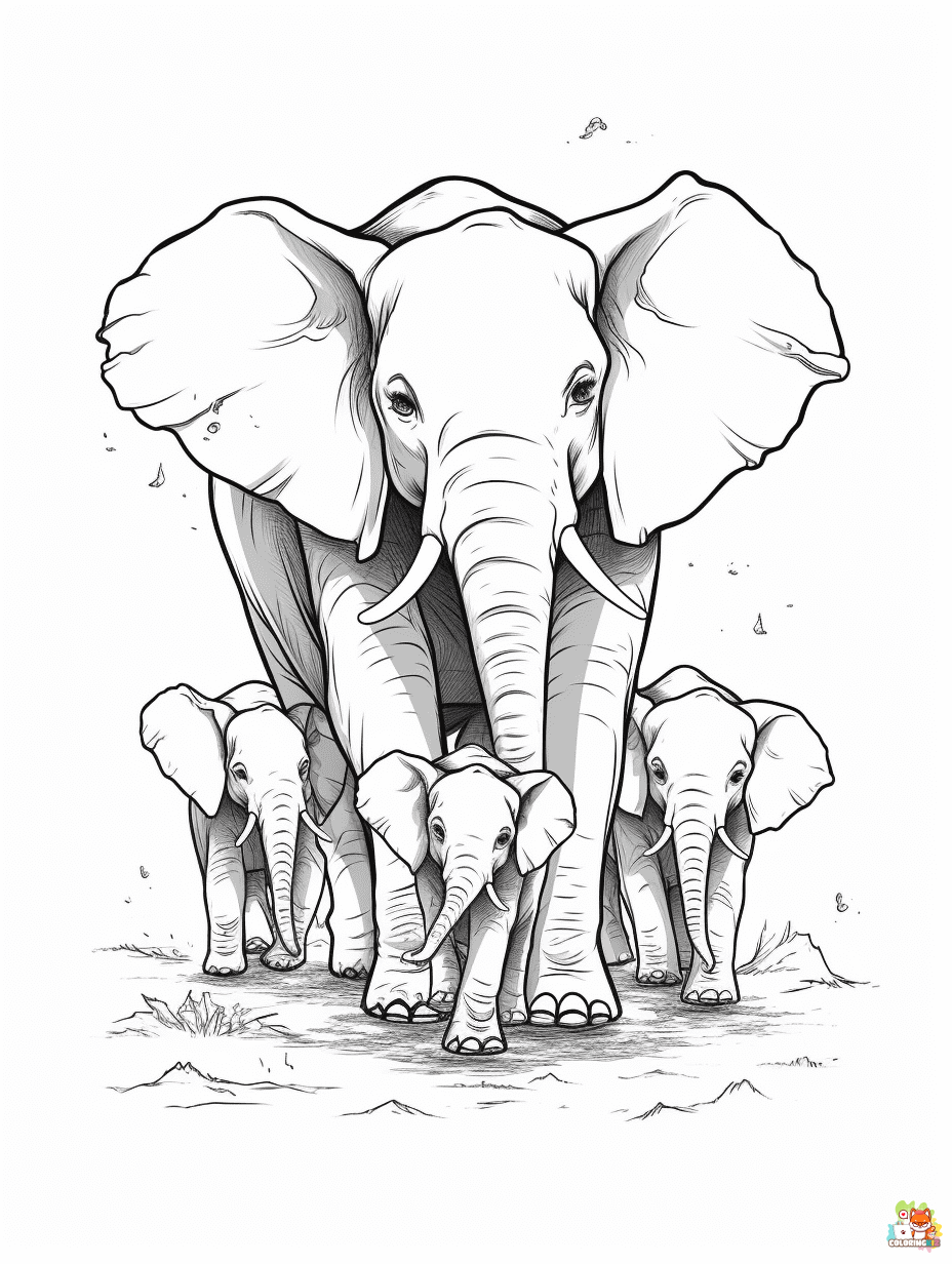 Free elephant coloring pages for kids