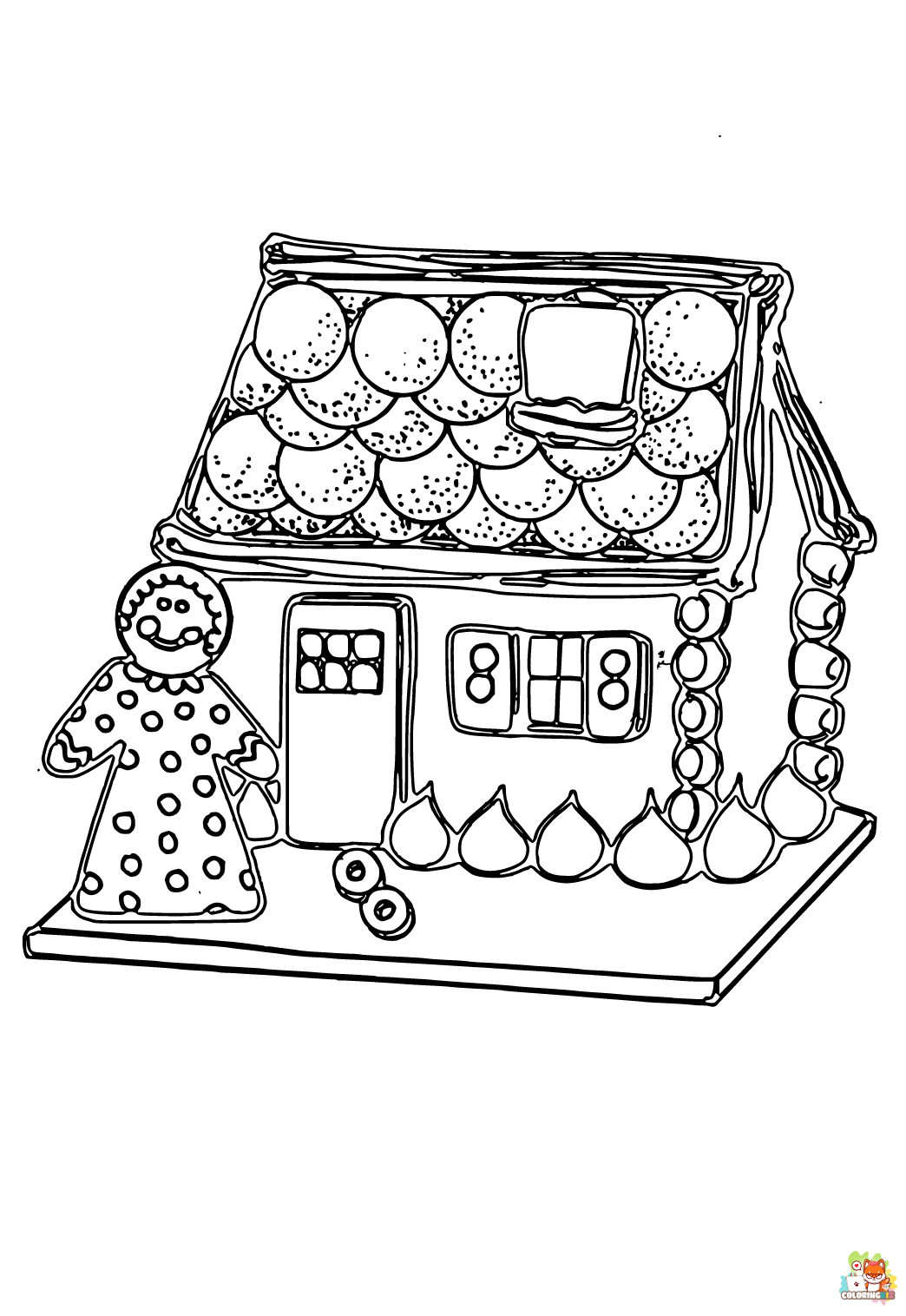 Free gingerbread house coloring pages for kids