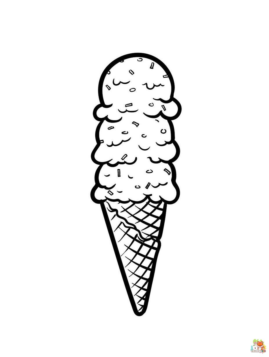 Free ice cream cones coloring pages for kids