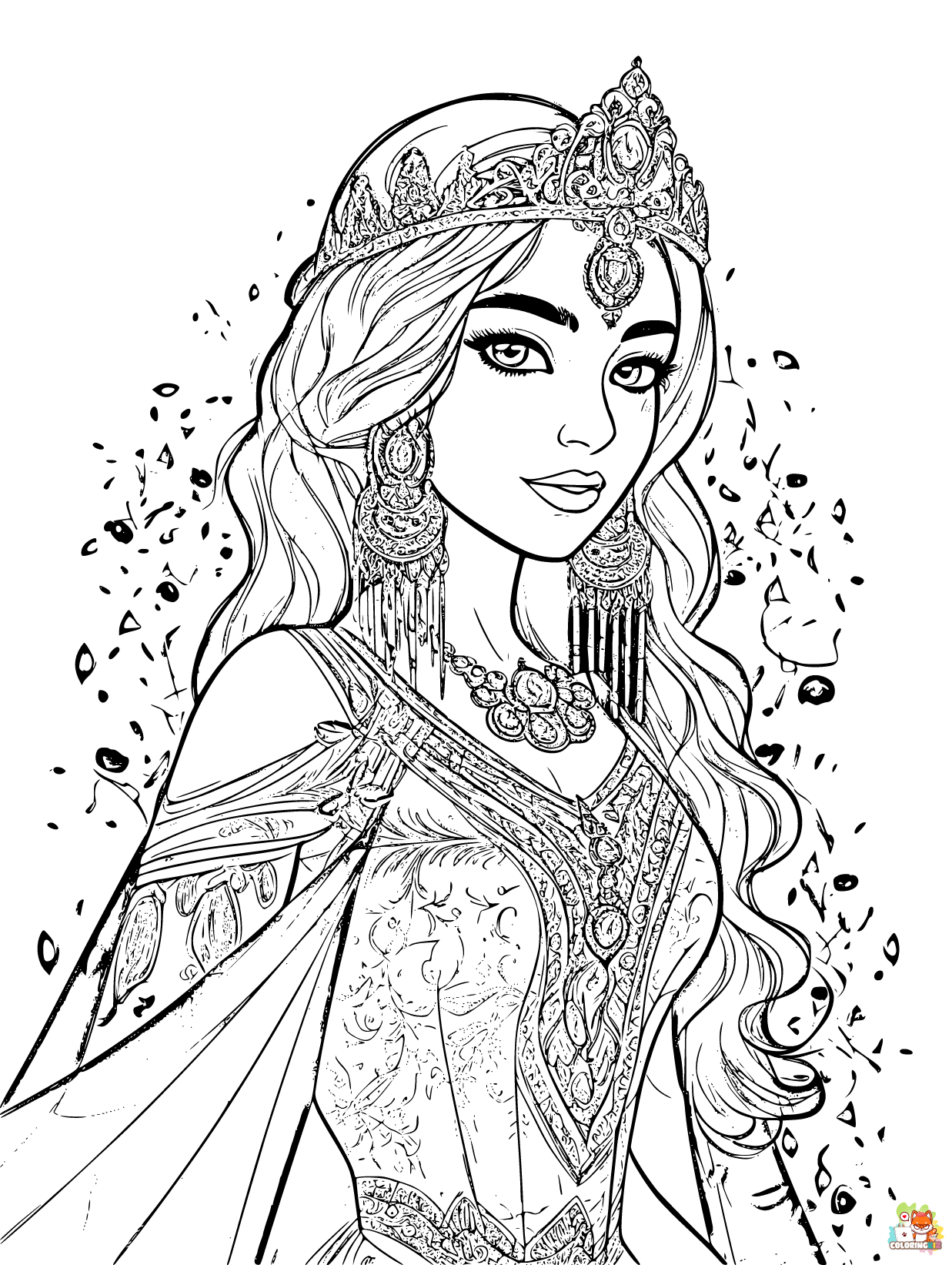 Free jasmine coloring pages for kids