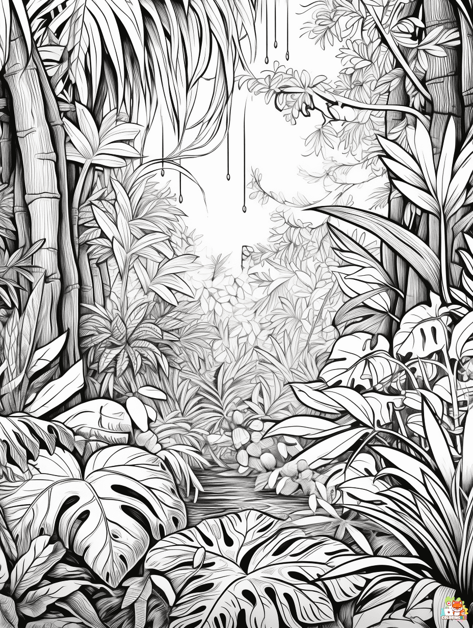 Free jungle coloring pages for kids