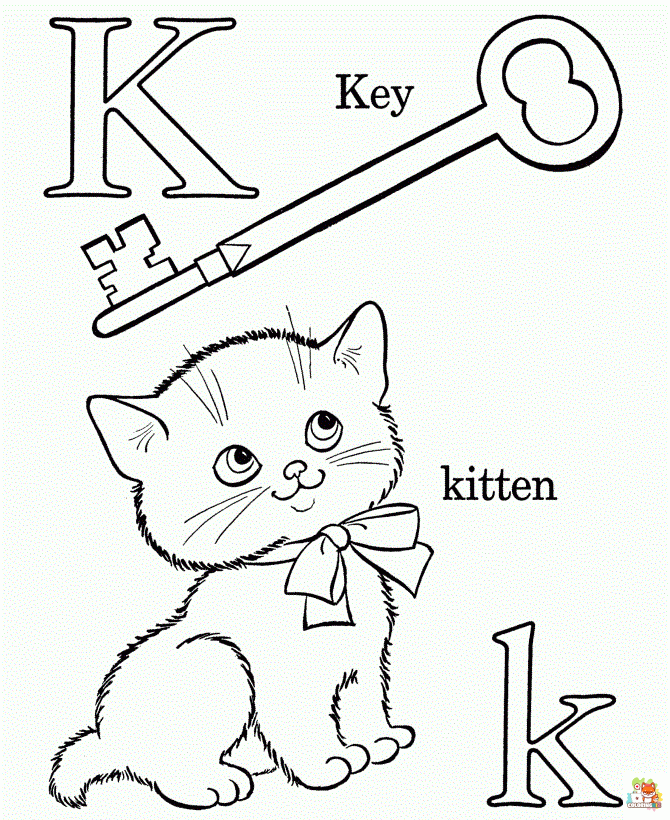 Free letter k coloring pages for kids