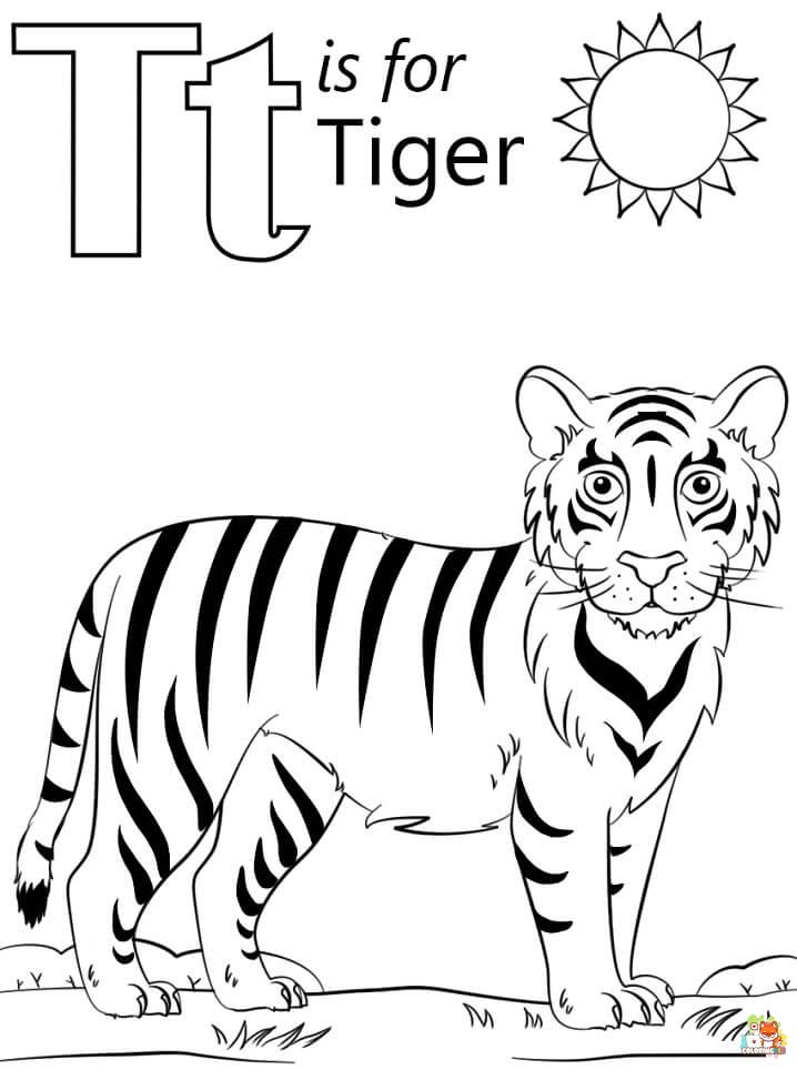 Free letter t coloring pages for kids