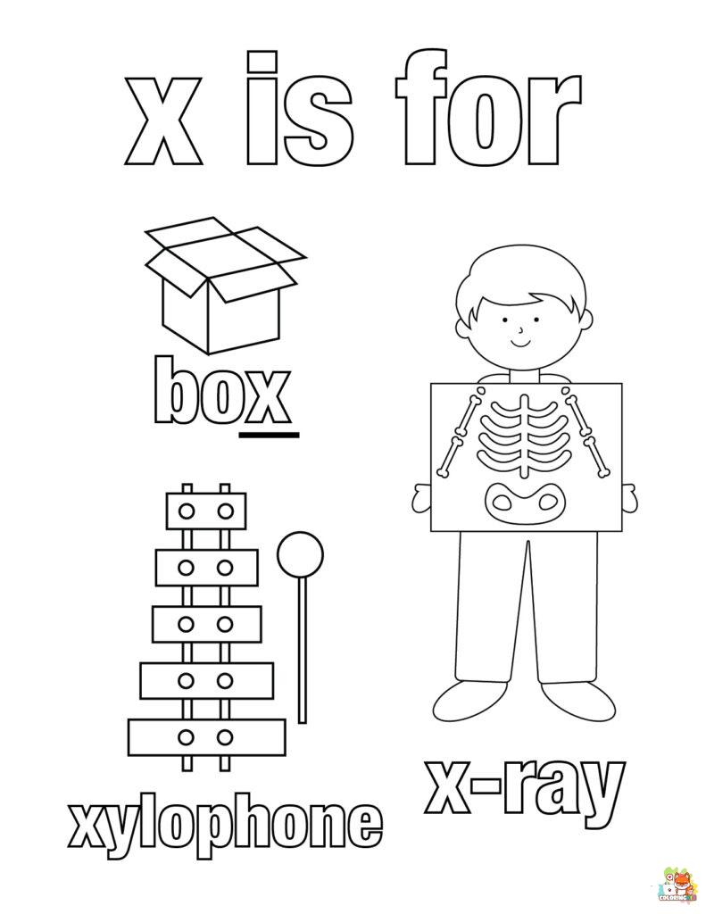 Free letter x coloring pages for kids