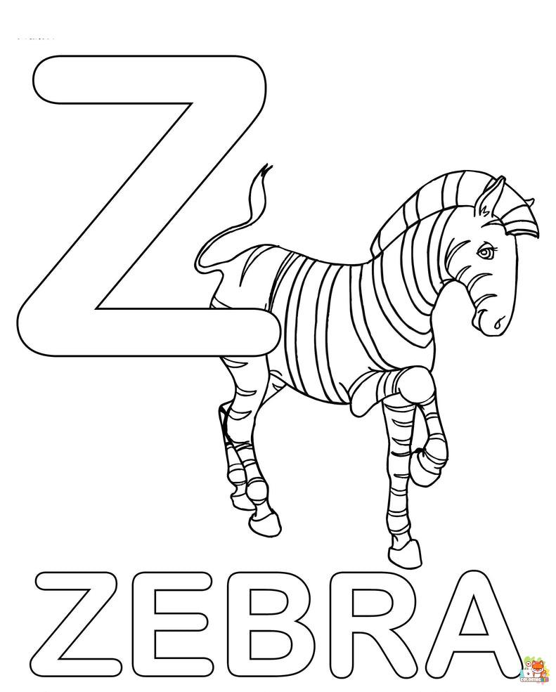 Free letter z coloring pages for kids