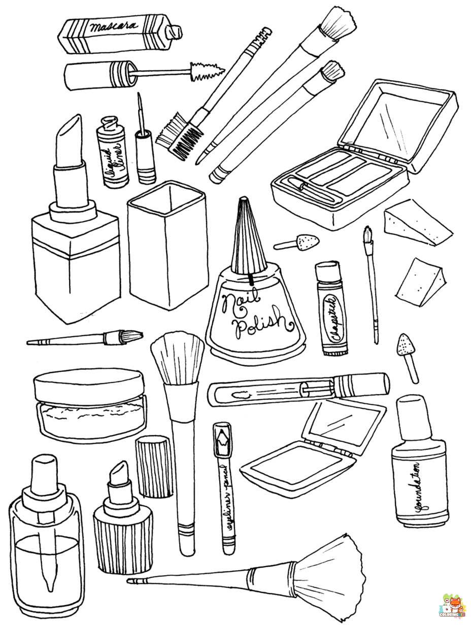 Free makeup coloring pages for kids