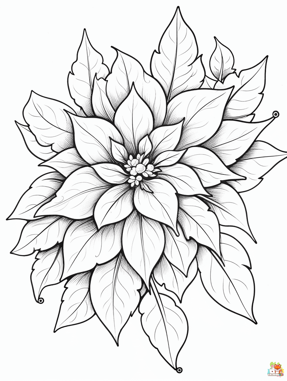 Free poinsettia coloring pages for kids