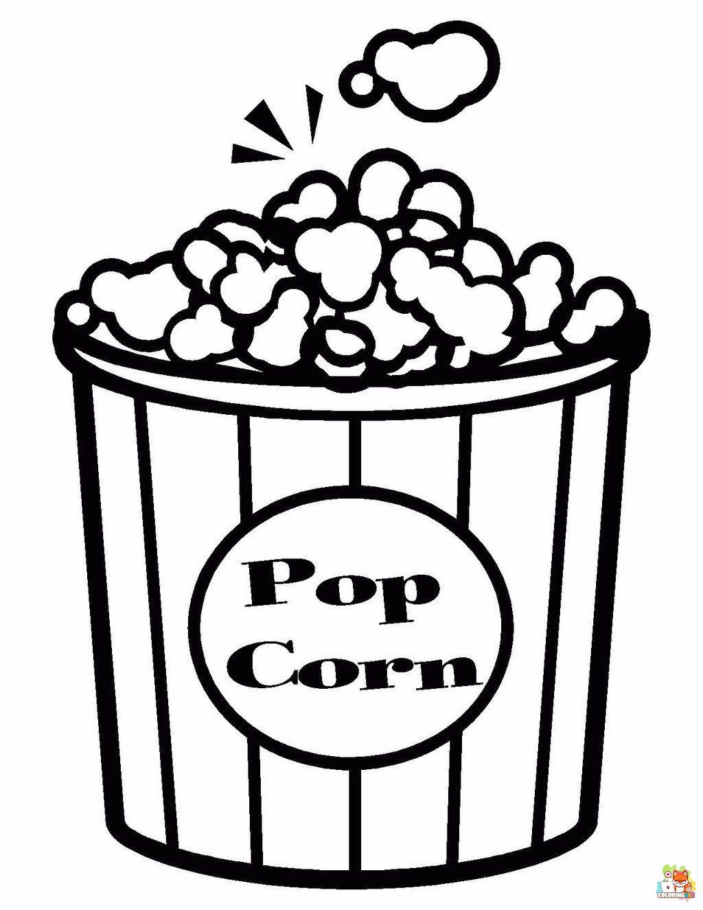 Free popcorn coloring pages for kids