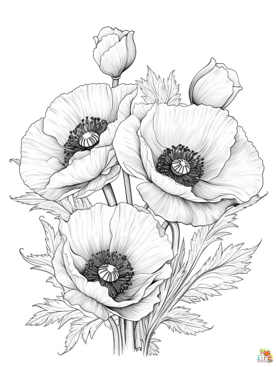 Free poppies coloring pages for kids