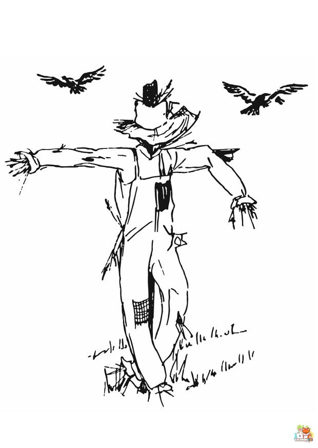 Free scarecrow coloring pages for kids