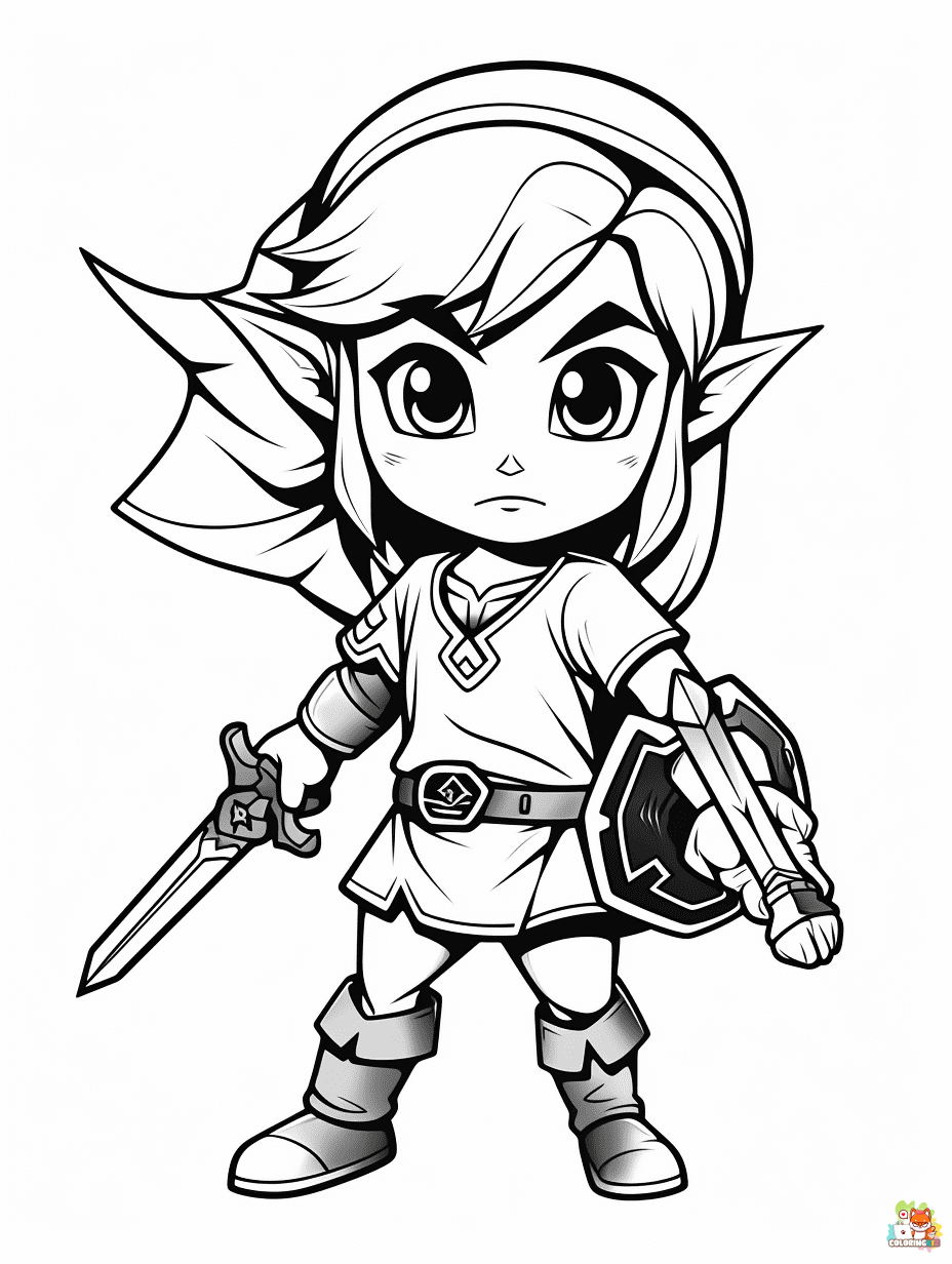 Free the legend of zelda coloring pages for kids