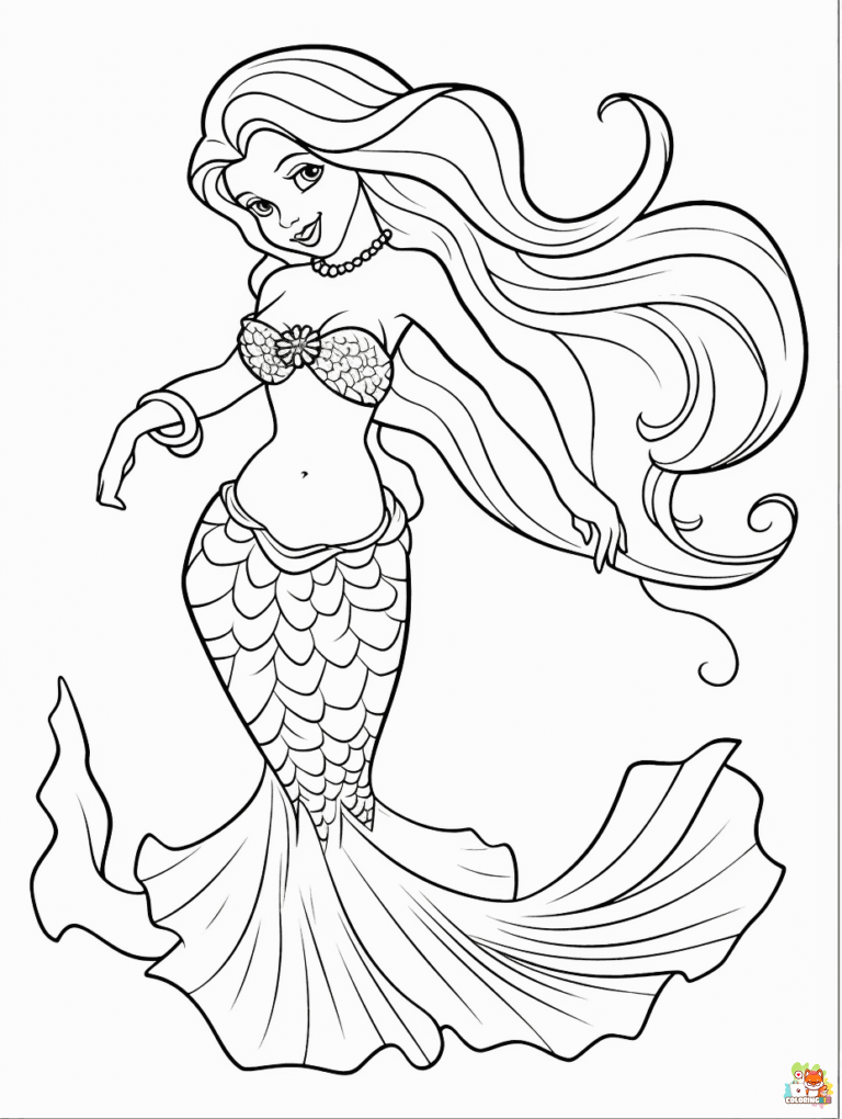 Free the little mermaid coloring pages for kids