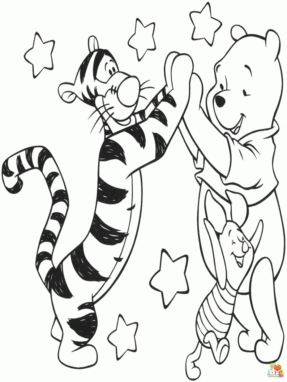 Free tigger hugging pooh coloring pages for kids
