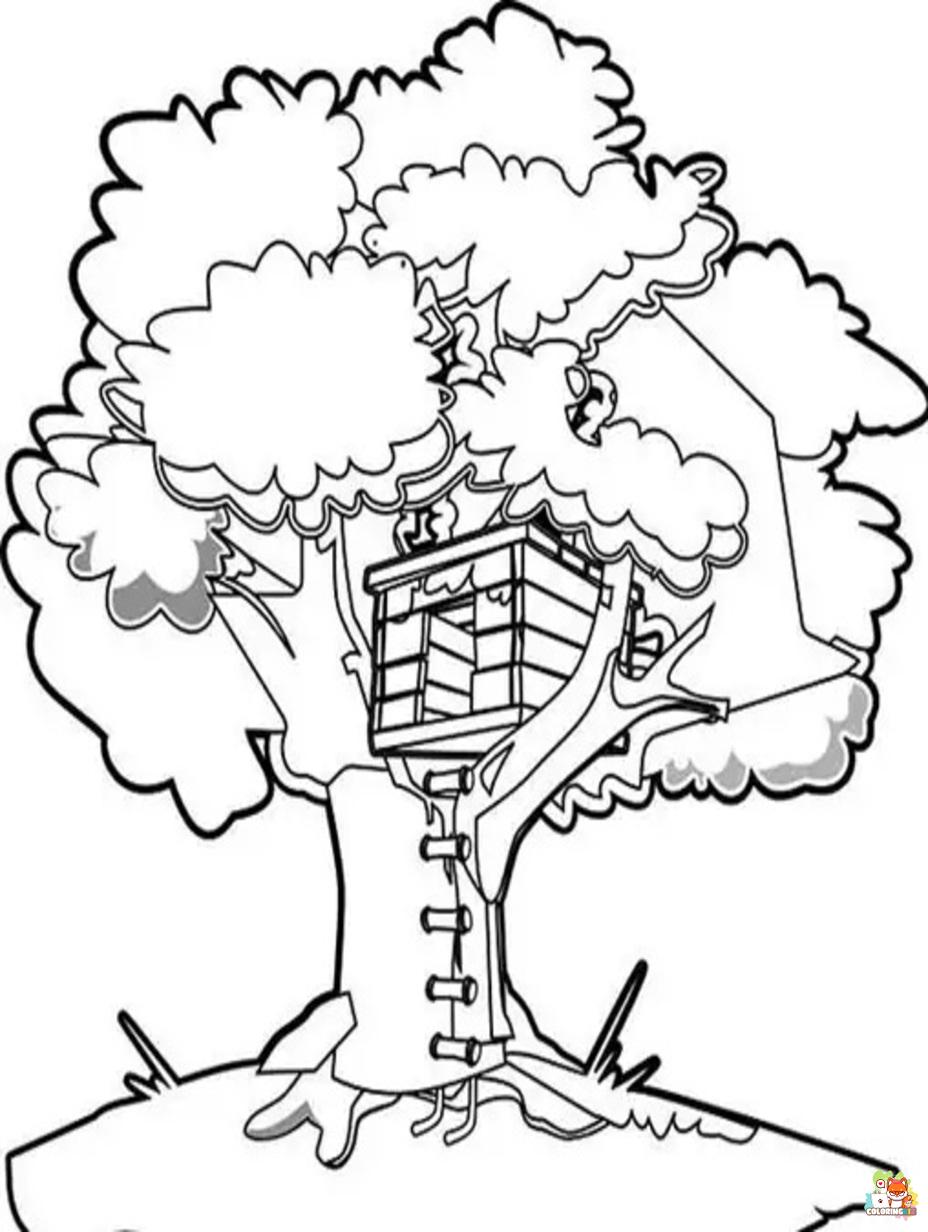 Free tree house coloring pages for kids