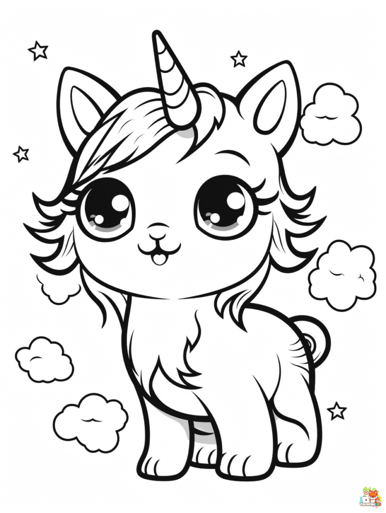 Free unicorn cat coloring pages for kids