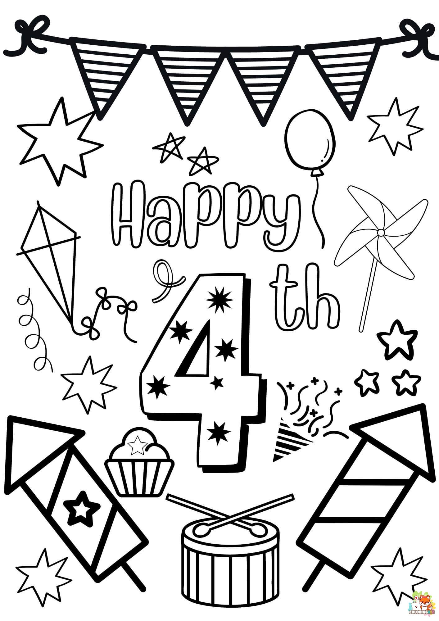 Happy 4th of July coloring pages printable free