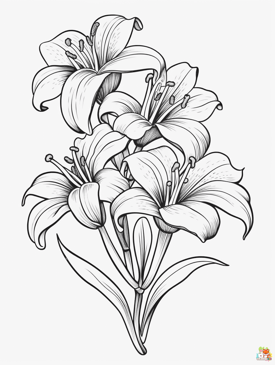 Lilies Coloring Pages to Print