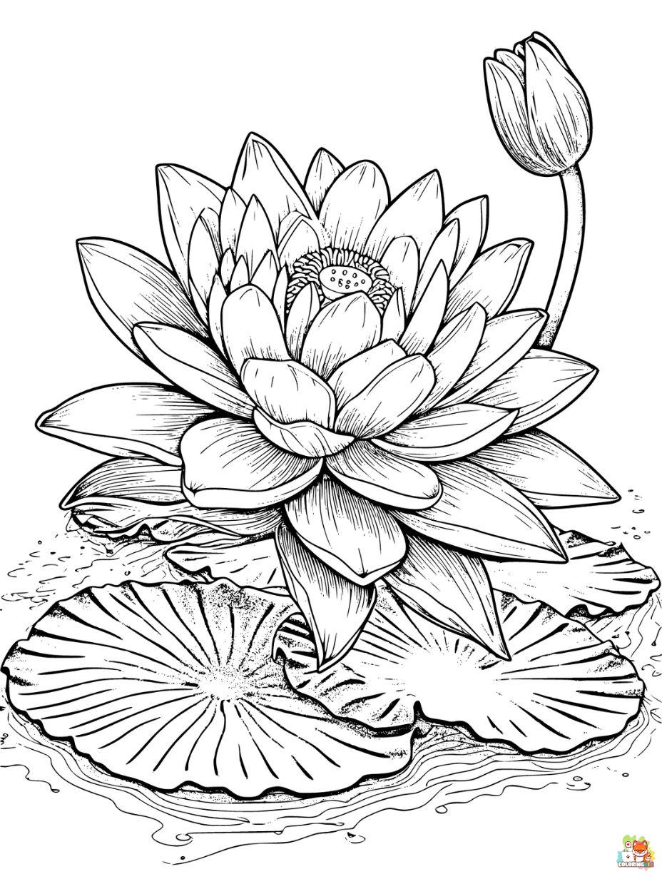 Lotus Coloring Pages Free