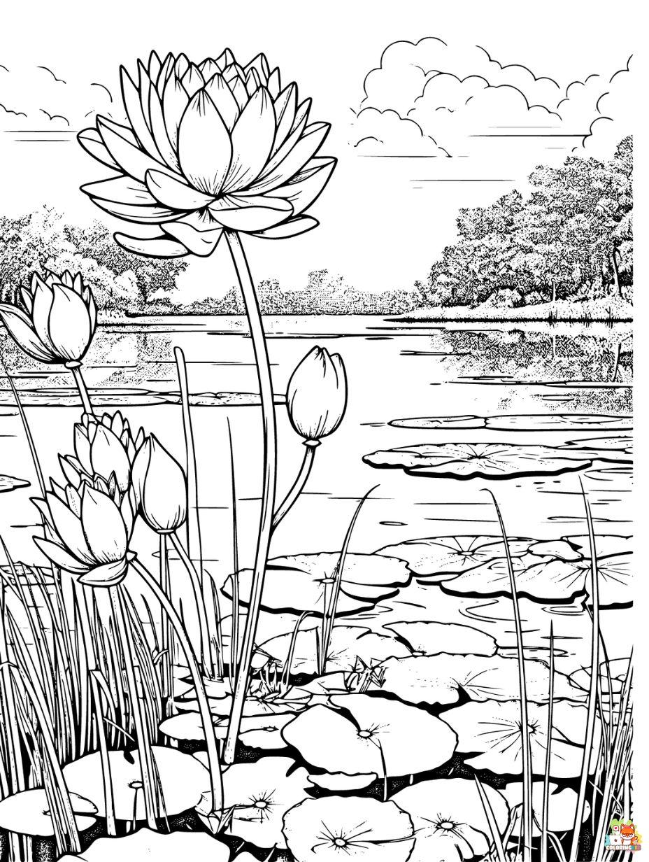 Lotus Coloring Pages Printable