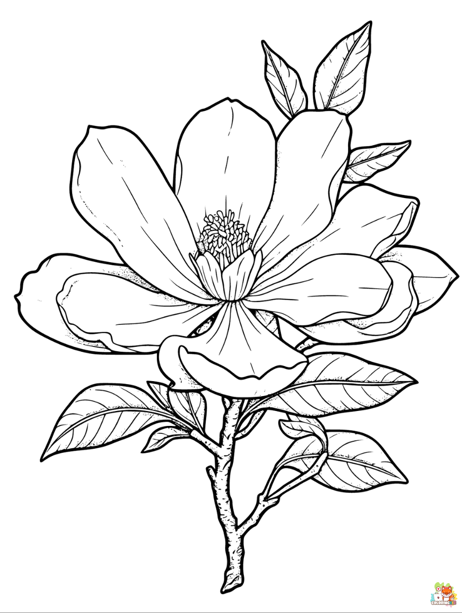Magnolia Coloring Pages easy