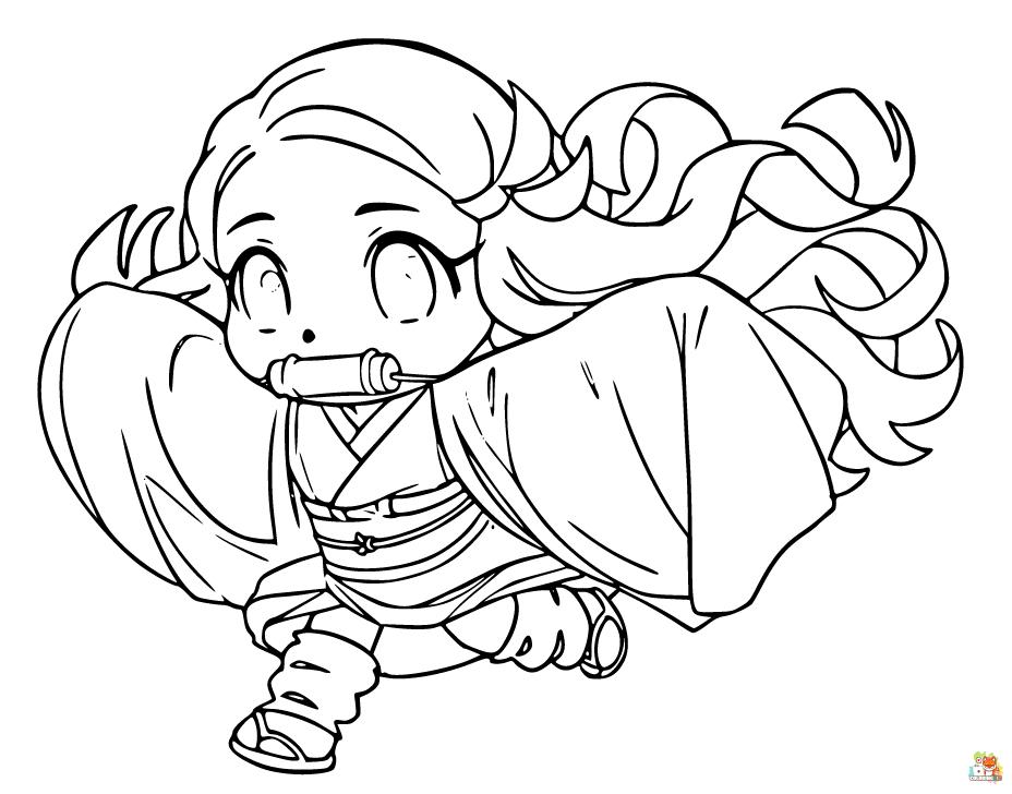 Nezuko Running Coloring Pages