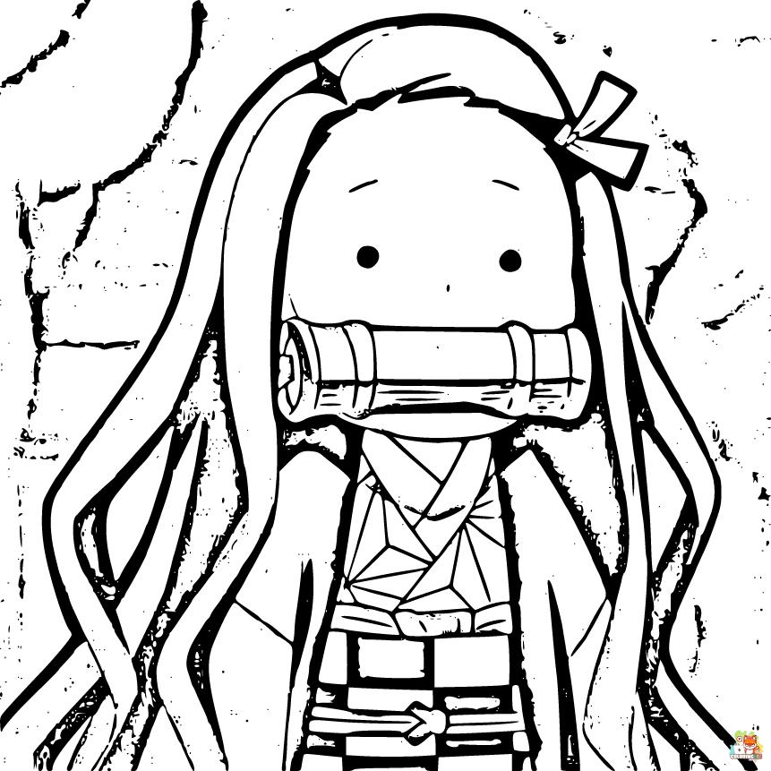 Nezuko Surprising Coloring Pages