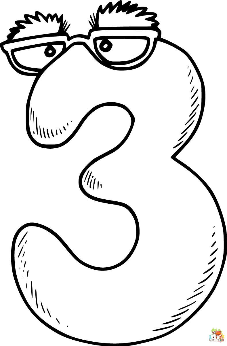 Number 3 coloring pages free