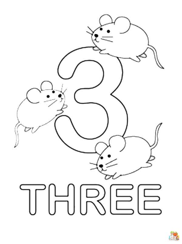 Number 3 coloring pages printable free