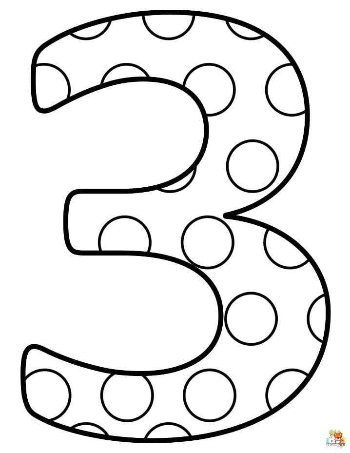 Number 3 coloring pages to print