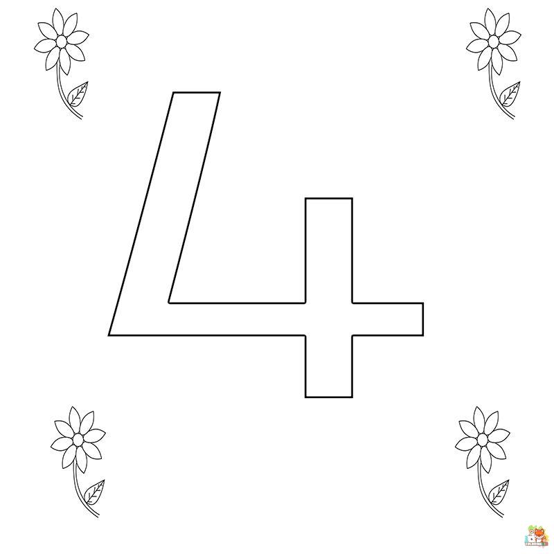Number 4 coloring pages printable free