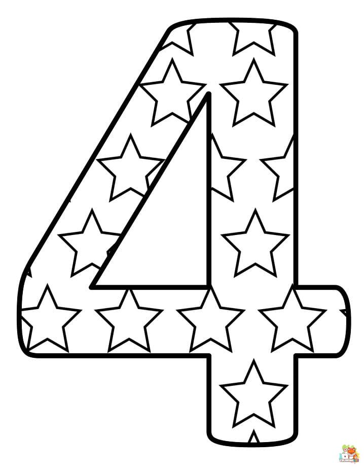 Number 4 coloring pages printable
