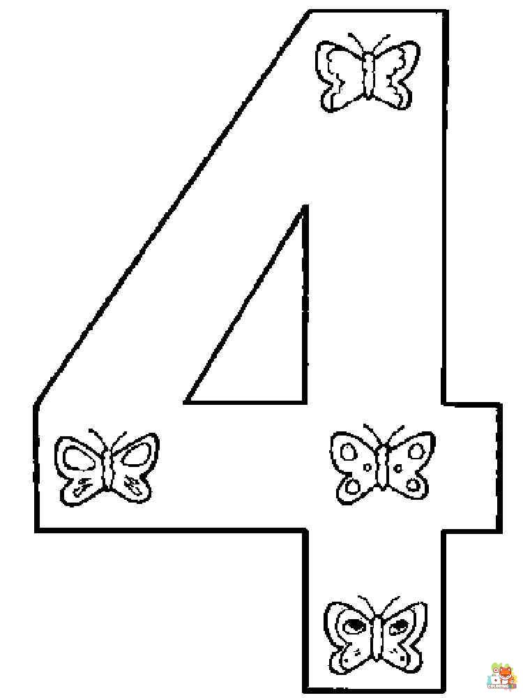 Number 4 coloring pages to print