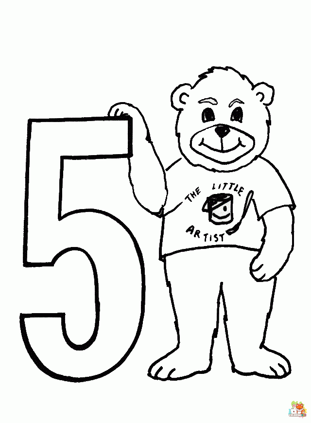 Number 5 coloring pages free