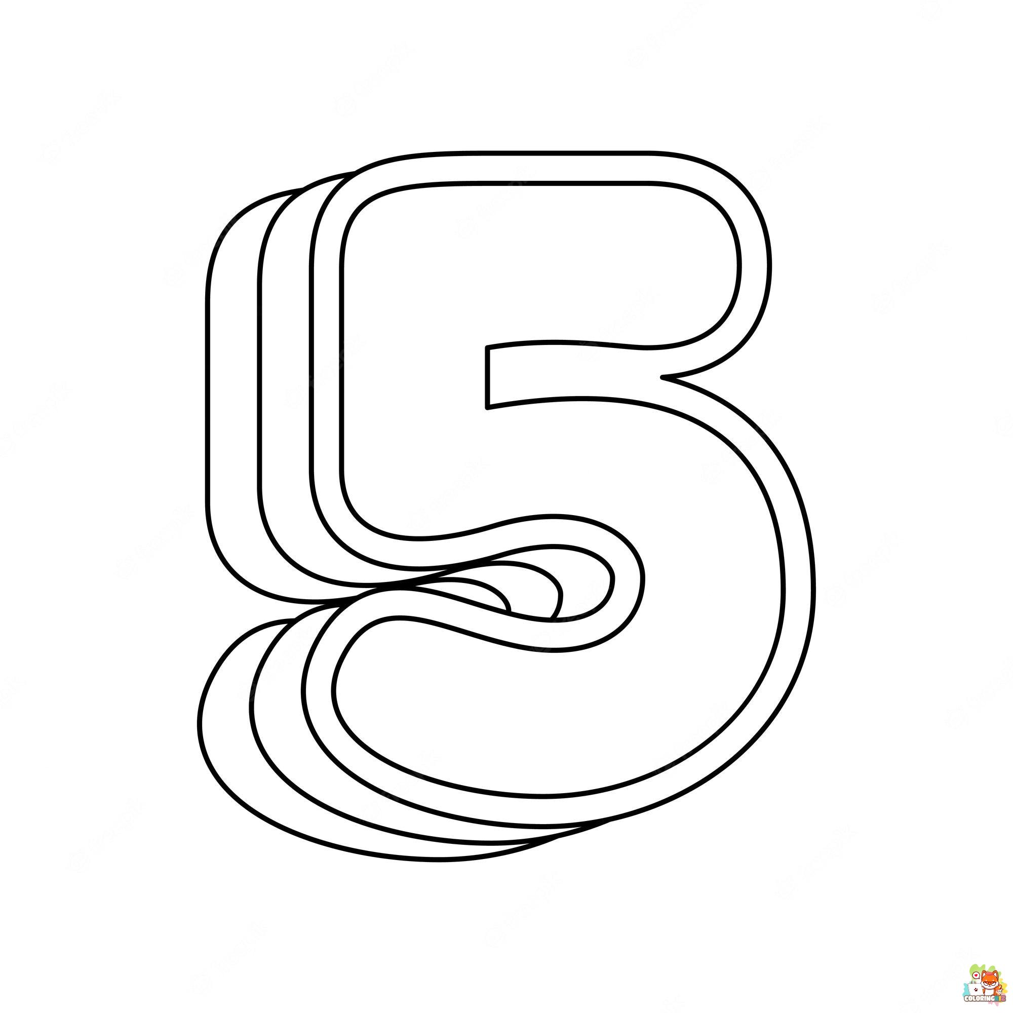 Number 5 coloring pages printable