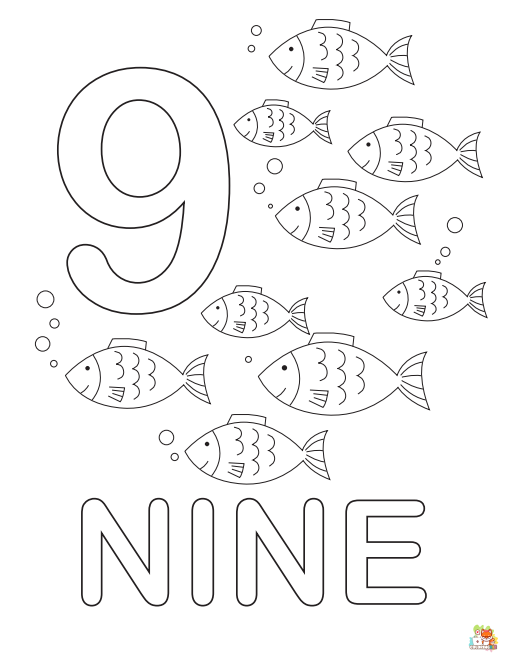 Number 9 coloring pages printable free