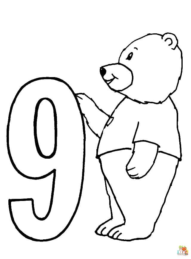 Number 9 coloring pages printable