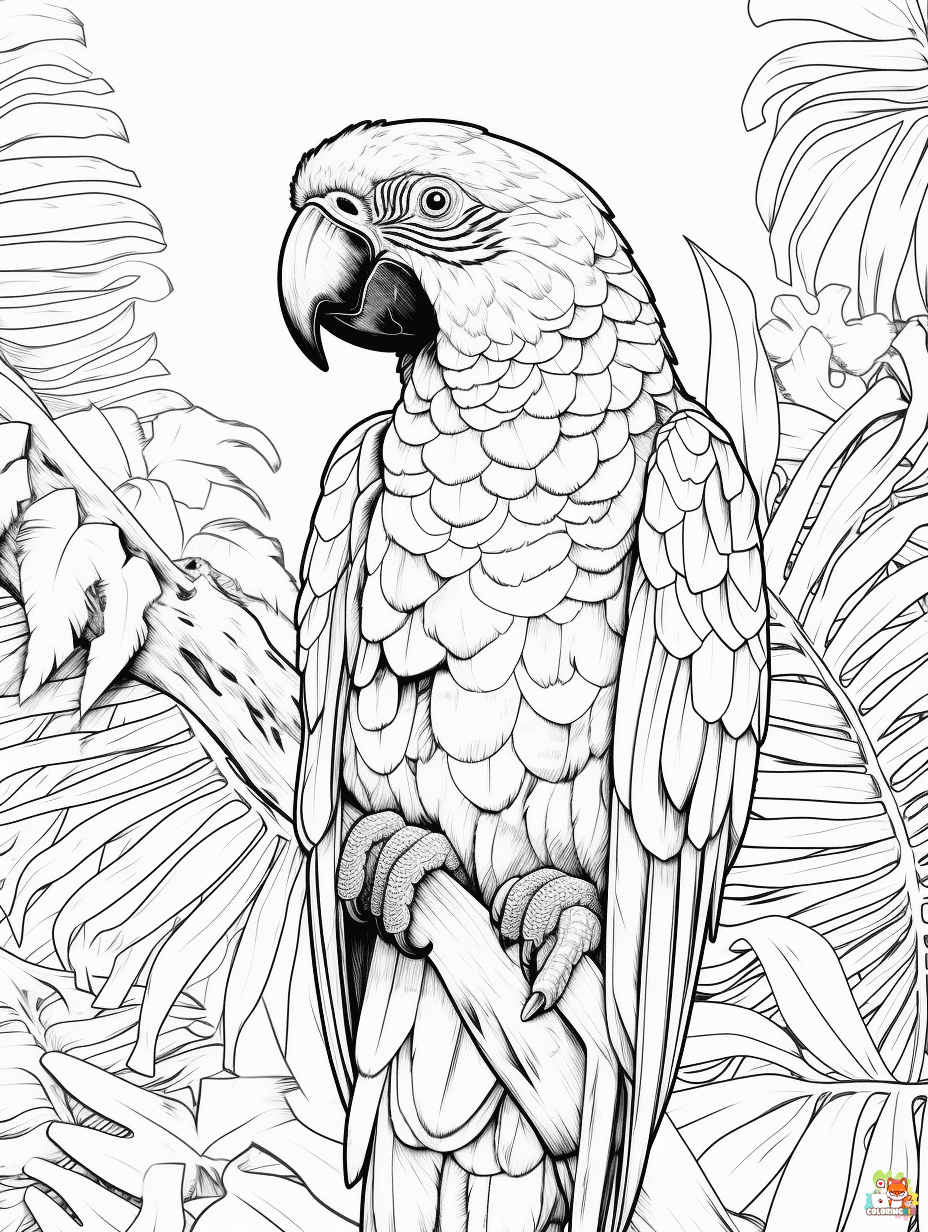 Parrot coloring pages printable